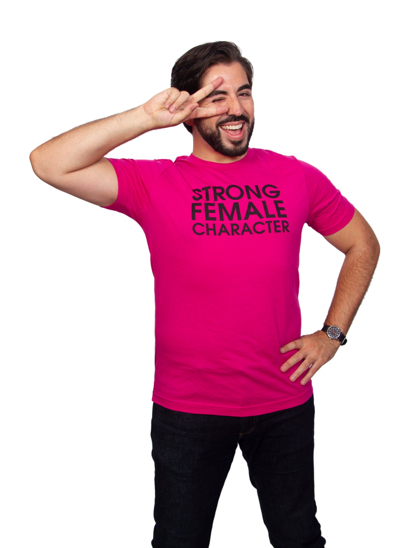 Strong Female Character Pink T-shirt