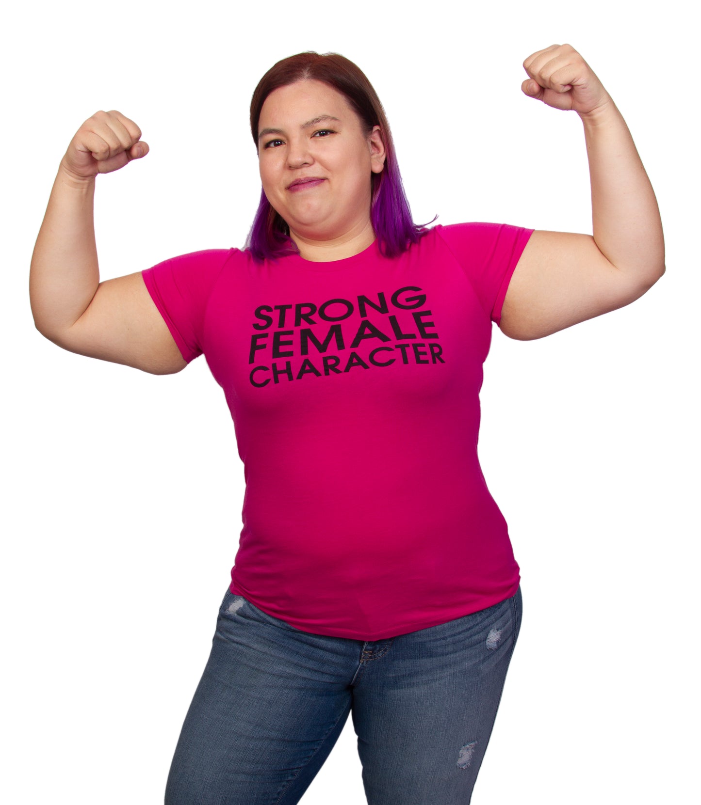 Strong Female Character Pink T-shirt - Fitted Cut